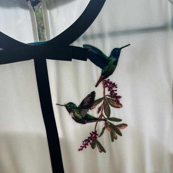 Ted Baker White Embroidered hummingbird Lina Midi Dress size 1 - Picture 8 of 15